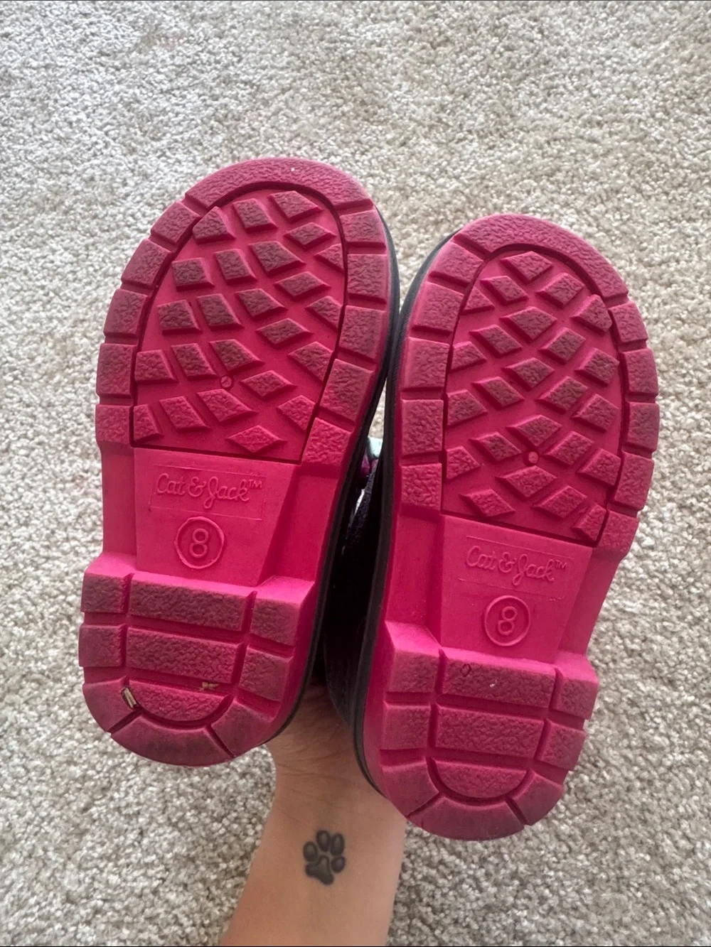 Cat & Jack Gray Kids Snow Boots with Pink and Teal Accents
